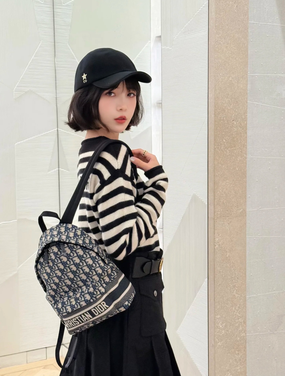 dior travel oblique print zipper backpack